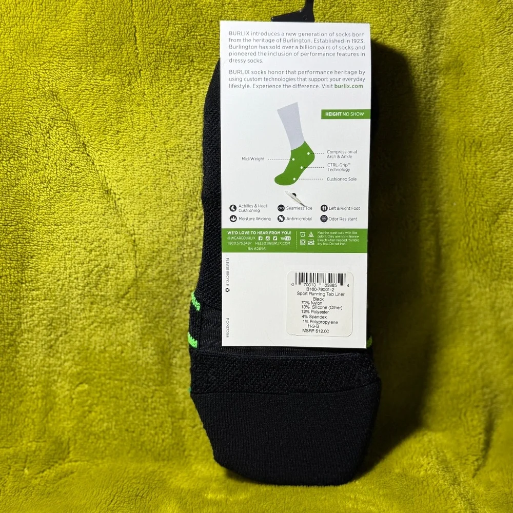 NWT Burlix Sports Men Running No Show Socks